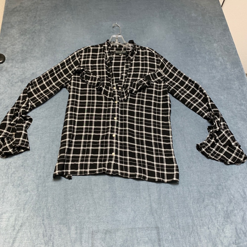 Idyllwind Fueled by Miranda Lambert Shirt Womens M Black White Plaid Pearl Snap